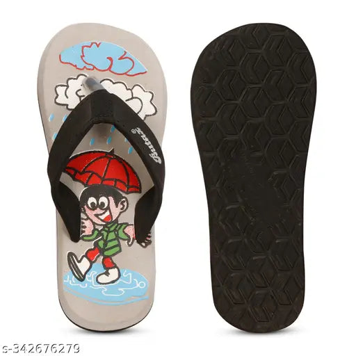 Trading kid rubber slippers and flip flops, printed net design, cartoon character pattern, premium quality, washable, lightweight, durable on surfaces, from Anshul Enterprises, India