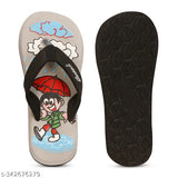 Trading kid rubber slippers and flip flops, printed net design, cartoon character pattern, premium quality, washable, lightweight, durable on surfaces, from Anshul Enterprises, India
