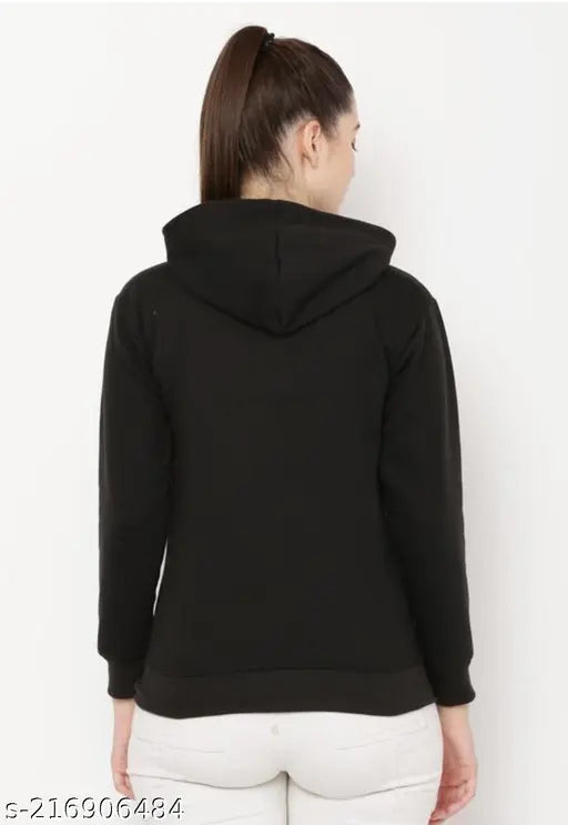 Fleece hoodie jacket for women, solid color in plant jip design, high-quality fabric and fit & flare style from India