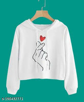 White polycotton girls' sweatshirts & hoodies with printed design, long sleeves, suitable for 13-16 years old