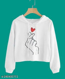 White polycotton girls' sweatshirts & hoodies with printed design, long sleeves, suitable for 13-16 years old