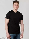 Ffc Men black half sleeve polyester t-shirt, solid design in men's sizes (S-XXL), Made in India