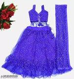 Cotton silk and tissue dupatta applique lehenga choli by Hiya, Indian ethnic wear for 6-10 year olds