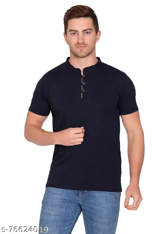 Men's cotton lycra T-shirt, short sleeves, solid color, high-quality material, comfortable fit