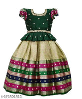 Girls' Jacquard stripe lehenga choli, art silk top & jacquard lehenga, South Indian traditional Pattu Pavadai