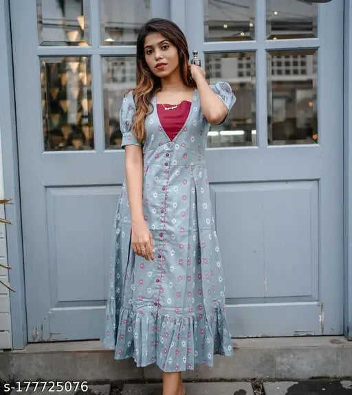 Rayon printed designer kurta, short sleeves, women's party wear from GBK Fashion, India