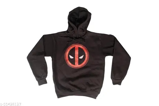 Boys black cotton blend sweatshirt & hoodie, solid design for growing boys, size 6-14 years, India origin