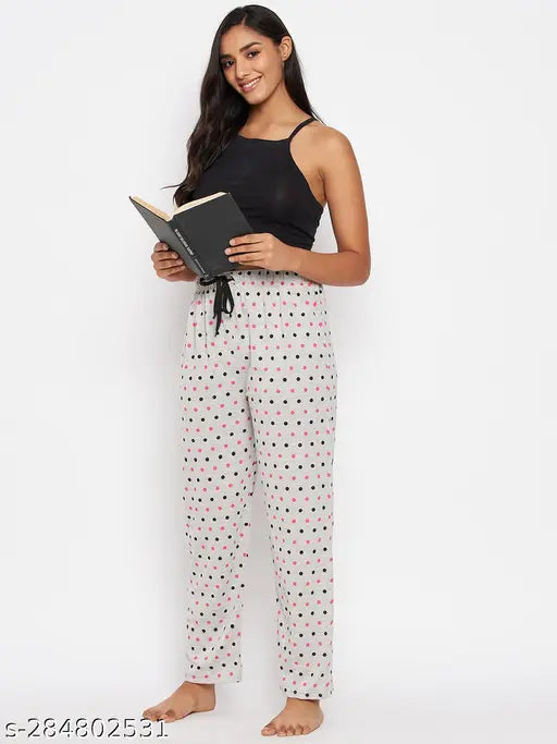 Cotton printed maxi length lounge pants combo for women, relaxed fit with side pocket, India origin