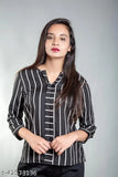 Stylish crepe, three-quarter sleeve printed tops for women - Indian fashion