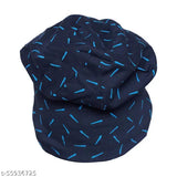 Navy blue cotton beanie cap by Vimal Jonney for women, solid pattern