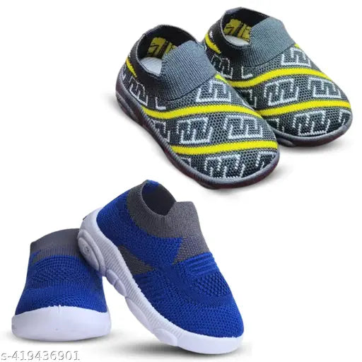 Trendy mesh and PVC kids shoes combo, slip-on with Chu Chu sound, ideal for infants in various colors, unisex, non-slip soles, sizes from 6-21 months, origin India