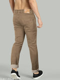 Beige Men's Comfort Fit Denim Jeans, solid mid-rise, regular fit, casual look. Available in sizes: 30, 32, 34, 36, 38, 40 (India)