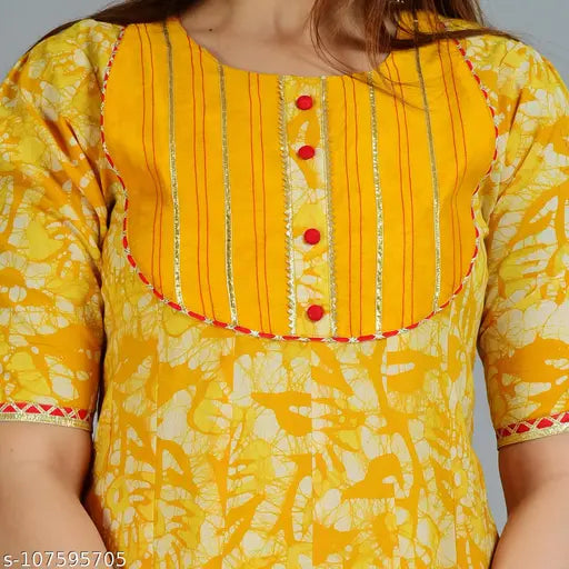 Cotton short-sleeved printed kurti by Alisha Drishya, Indian traditional wear