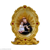 Multi-colored polystone St. Anthony figurine for Catholic home decor, perfect gift for housewarming or living room