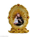 Multicolor poly resin Saint Anthony figurine, Catholic decorative showpiece for living room or housewarming gifts, 21x15x8 cm