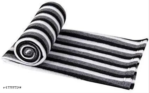 Black & Grey White striped fleece SB blanket, soft and comfortable for winter. High-quality Akin Polar Fleece pack of 1