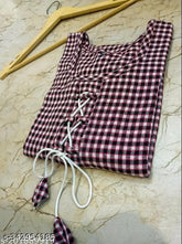 Wool checked kurta for women, three-quarter sleeves, skin-friendly, sweat-absorbent, made in India