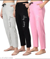 Trendy women's cotton blend calf-length trackpant & pyjama with pockets, premium fabric quality, M/L/XL sizes, made in India
