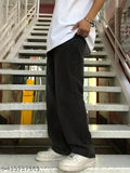 Men's straight fit Z black cotton pants, solid design in various sizes: 28, 30, 32, 34, 36. Indian-made men's casual trousers