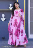 Georgette digital print maxi dress with dupatta, heavy georgette, Indian fashion trend