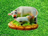 Decorative marble dust/polyresin Kamdhenu Cow & Calf Showpiece Idols, 5x3x3 inch - Handcrafted Indian artistry, symbolizing maternal love & devotion