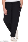 Black cotton fleece track pants (3XL/4XL/5XL) for women - warm, soft, and ideal for winter sports, yoga, or casual wear