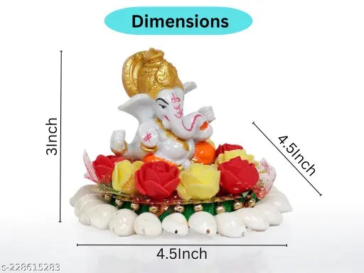 Multicolored Crafonic Pagdi Ganesha Idol, 76cm tall. Handcrafted poly resin decor for home or car dashboard, symbolizing wisdom and luck. Ideal for housewarming gifts or temple decor