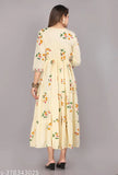 Anarkali printed embroidered rayon kurta for women and girls, three-quarter sleeve length, vibrant Indian fashion attire
