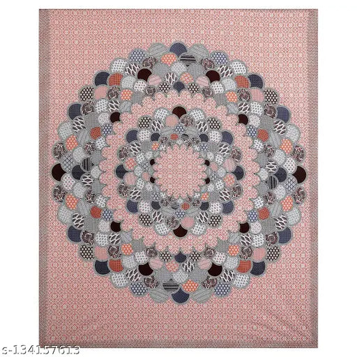 Double King Size Superfine Cotton Bedsheet & 2 Pillow Covers - Ethnic Motifs, Summer-ready Jaipuri Sheet, VNV Creation®