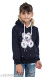 Cotton fleece printed teddy bear hoodie for girls, multiple sizes from 2-14 years old, made in India
