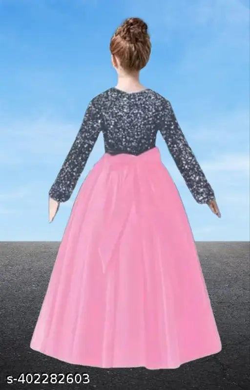 White net kids gown for special occasions, long sleeves, intricate detailing, exquisite style