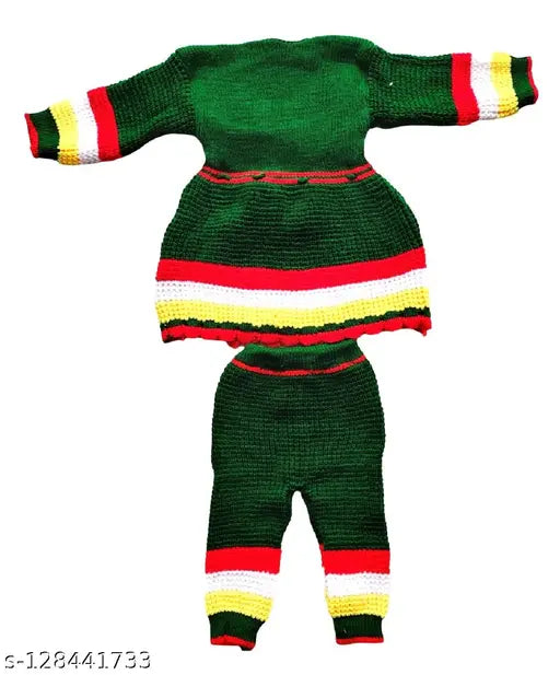 Woolen knitted self-designed winter wear frock sweater with cap and bootie for baby girls, soft wool fabric keeps 0-1 year olds warm and comfortable