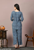 Rayon printed nightsuit dress, three-quarter sleeve pyjama for women, India origin