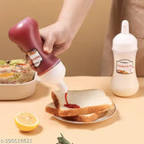 Transparent plastic sauce bottles, pack of 2, leak-proof design, ideal for ketchup, oil, syrups, multicolor