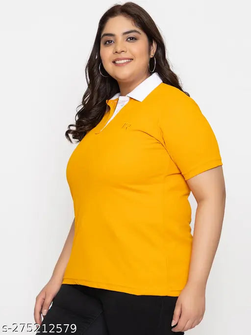Plus size cotton blend T-Shirt combo pack, women's polo collar neck tops with short sleeves, made for all-day comfort in dryfit material