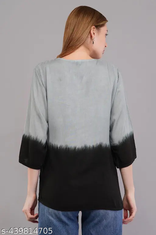 Hand-embroidered Rayon Short Kurta with Kashmiri embroidery, Bollywood-inspired design, three-quarter sleeves, and versatile for casual or special occasions