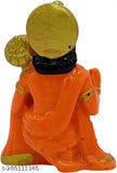 Orange polyresin Hanuman Ji Ki Murti, blessing posture & gada statue, decor for home or car dashboards