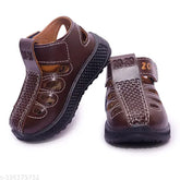 Brown synthetic leather BROFOOT sandal for unisex daily wear, featuring a PVC sole and Velcro fastening. Ideal for ages 6 months to 5 years