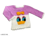 Handmade wool sweater for baby girl, embellished net pattern, high quality winter wear (0-3 months)