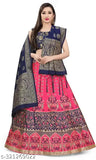 Silk Lehenga Choli with Banarasi Jacquard, ideal for festivals and marriage, semi-stitched (40waist/40length)