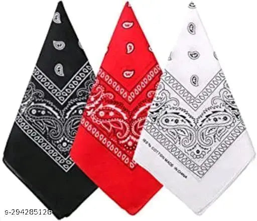 Red cotton design pattern bandana cap, versatile for men and women, casual accessory from India