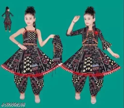 Beautiful cotton kurta set for girls (0-10 years), A-line with printed design