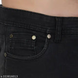Black denim jeans pant for men, RABEZO solid black denim jeans size 28/30
