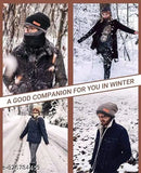 Arcylic winter beanie cap & scarf set, colorblocked fur-lined for men & women from India