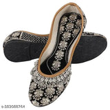 Synthetic leather Rajasthani embellished juttis - elegant & comfortable hand-crafted ballerinas, Indian women's traditional ethnic footwear with closed back and sizes ranging from IND-3 to IND-8
