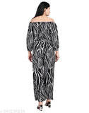 BC Women's Animal print Crepe Elastic Off shoulder Long Jumpsuit, perfect for western wear, made in India