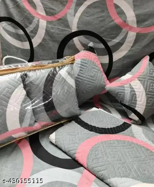 Exclusive royal floral checkered cotton bedding set, heavy fabric (400TC), includes double bedsheet & 2 quilted pillow covers, ideal for summer