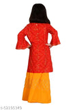 Rayon printed net, three-quarter sleeve kurti for kids (N) - 3-4 years old, India origin