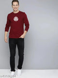 Ironman Maroon London Crew graphic printed men's cotton round neck long sleeve T-shirt on hanger