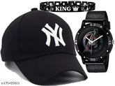 Embroidered cotton baseball cap with Avengers analog watch and black silicone strap, trendy New Trendy NY design for men and boys